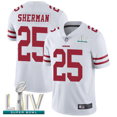 49ers #25 Richard Sherman White Super Bowl LIV Bound Men's Stitched Football Vapor Untouchable Limited Jersey
