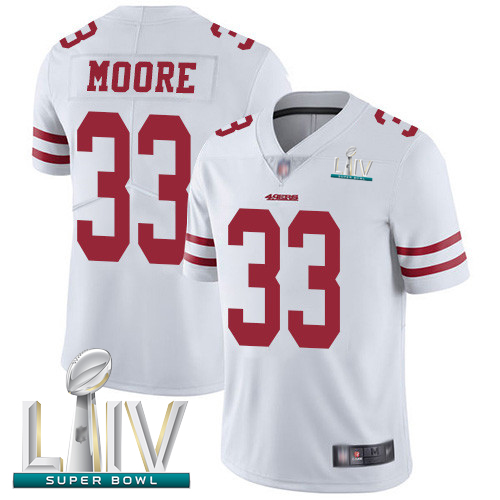 49ers #33 Tarvarius Moore White Super Bowl LIV Bound Men's Stitched Football Vapor Untouchable Limited Jersey