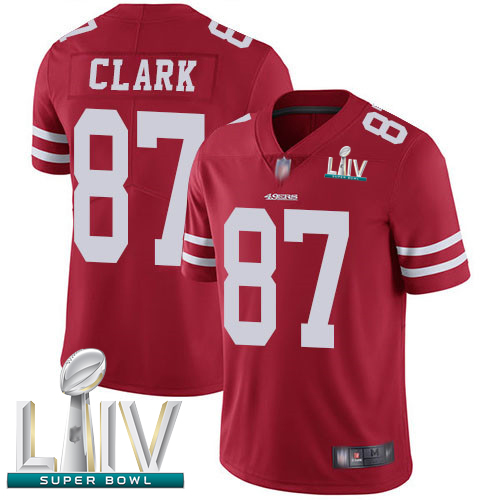 49ers #87 Dwight Clark Red Team Color Super Bowl LIV Bound Men's Stitched Football Vapor Untouchable Limited Jersey