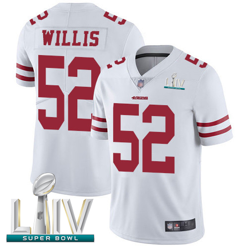 49ers #52 Patrick Willis White Super Bowl LIV Bound Men's Stitched Football Vapor Untouchable Limited Jersey