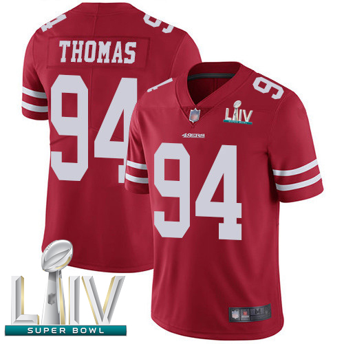 49ers #94 Solomon Thomas Red Team Color Super Bowl LIV Bound Men's Stitched Football Vapor Untouchable Limited Jersey