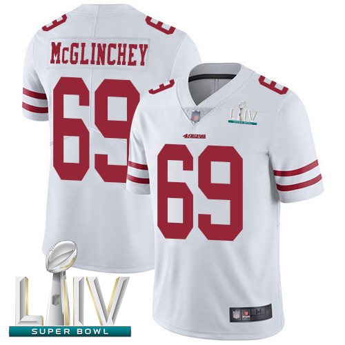 49ers #69 Mike McGlinchey White Super Bowl LIV Bound Men's Stitched Football Vapor Untouchable Limited Jersey