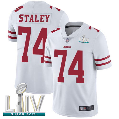 49ers #74 Joe Staley White Super Bowl LIV Bound Men's Stitched Football Vapor Untouchable Limited Jersey