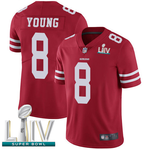 49ers #8 Steve Young Red Team Color Super Bowl LIV Bound Men's Stitched Football Vapor Untouchable Limited Jersey