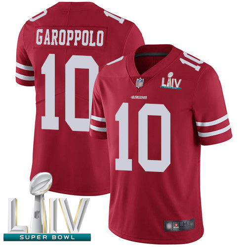 49ers #10 Jimmy Garoppolo Red Team Color Super Bowl LIV Bound Men's Stitched Football Vapor Untouchable Limited Jersey