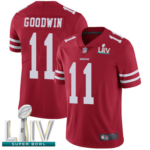 49ers #11 Marquise Goodwin Red Team Color Super Bowl LIV Bound Men's Stitched Football Vapor Untouchable Limited Jersey