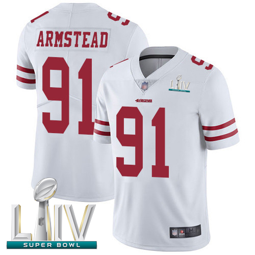 49ers #91 Arik Armstead White Super Bowl LIV Bound Men's Stitched Football Vapor Untouchable Limited Jersey
