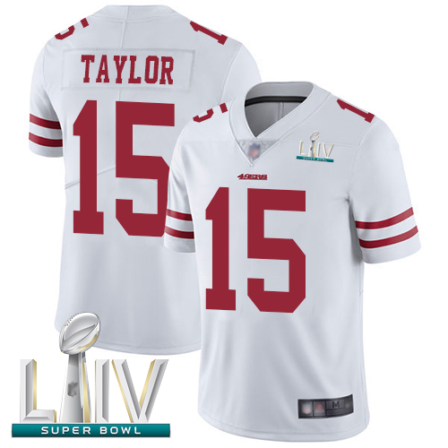 49ers #15 Trent Taylor White Super Bowl LIV Bound Men's Stitched Football Vapor Untouchable Limited Jersey