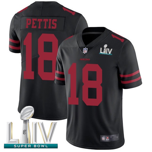49ers #18 Dante Pettis Black Alternate Super Bowl LIV Bound Men's Stitched Football Vapor Untouchable Limited Jersey