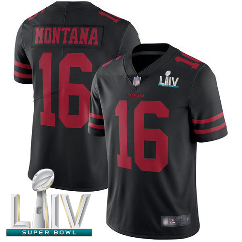 49ers #16 Joe Montana Black Alternate Super Bowl LIV Bound Men's Stitched Football Vapor Untouchable Limited Jersey