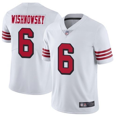 49ers #6 Mitch Wishnowsky White Rush Men's Stitched Football Vapor Untouchable Limited Jersey 49ers #6 Mitch Wishnowsky White Rush Men's Stitched Football Vapor Untouchable Limited Jersey