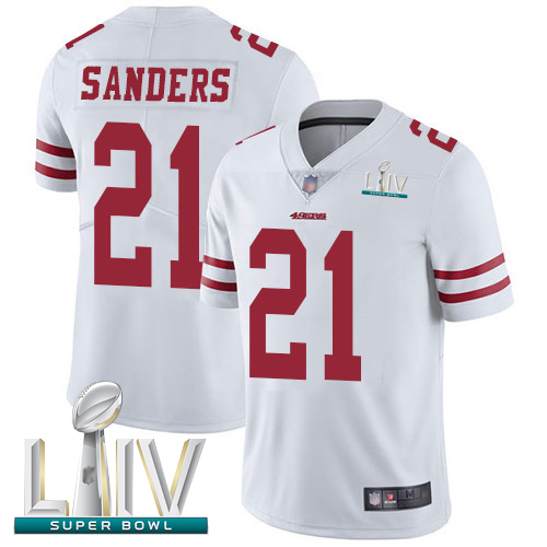 49ers #21 Deion Sanders White Super Bowl LIV Bound Men's Stitched Football Vapor Untouchable Limited Jersey