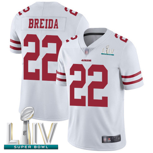49ers #22 Matt Breida White Super Bowl LIV Bound Men's Stitched Football Vapor Untouchable Limited Jersey