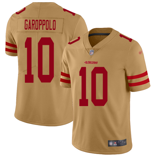49ers #10 Jimmy Garoppolo Gold Men's Stitched Football Limited Inverted Legend Jersey