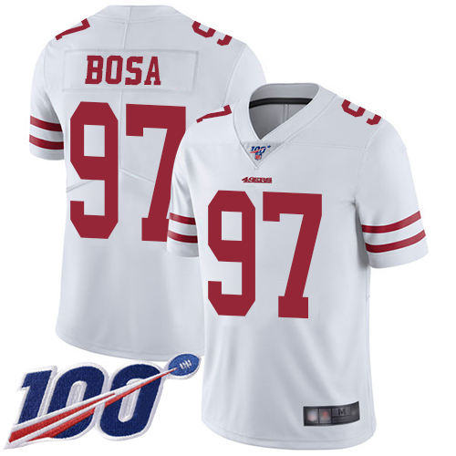 49ers #97 Nick Bosa White Men's Stitched Football 100th Season Vapor Limited Jersey