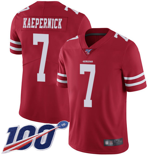 49ers #7 Colin Kaepernick Red Team Color Men's Stitched Football 100th Season Vapor Limited Jersey
