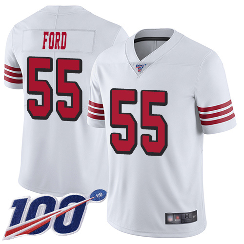 49ers #55 Dee Ford White Rush Men's Stitched Football Limited 100th Season Jersey