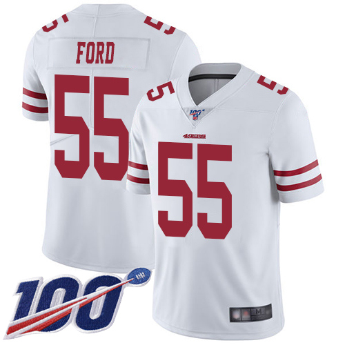 49ers #55 Dee Ford White Men's Stitched Football 100th Season Vapor Limited Jersey