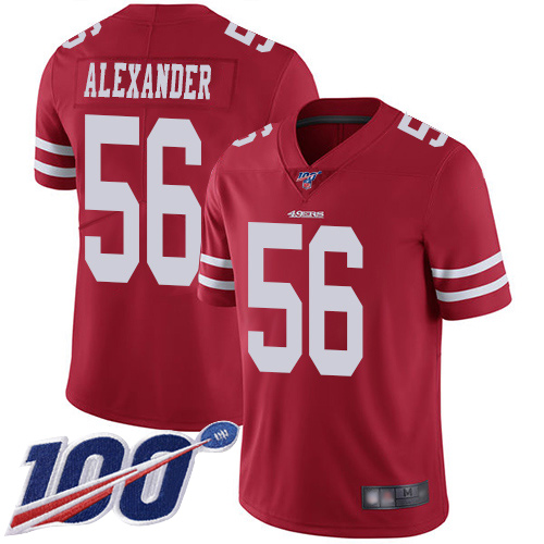 49ers #56 Kwon Alexander Red Team Color Men's Stitched Football 100th Season Vapor Limited Jersey