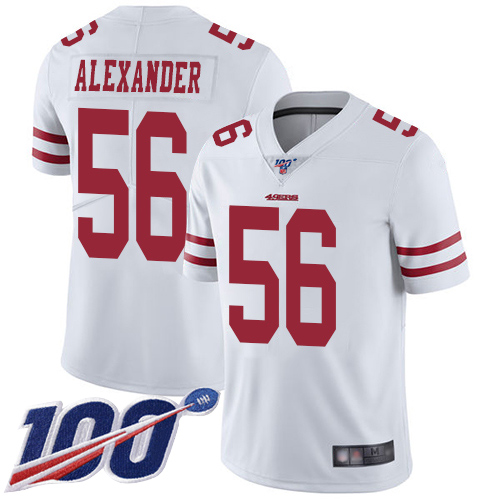 49ers #56 Kwon Alexander White Men's Stitched Football 100th Season Vapor Limited Jersey
