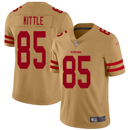 49ers #85 George Kittle Gold Men's Stitched Football Limited Inverted Legend Jersey