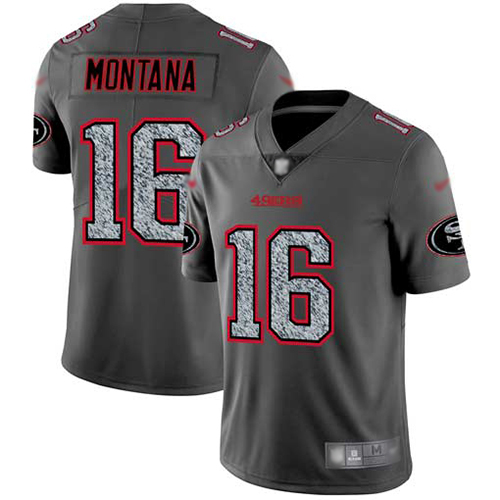 49ers #16 Joe Montana Gray Static Men's Stitched Football Vapor Untouchable Limited Jersey