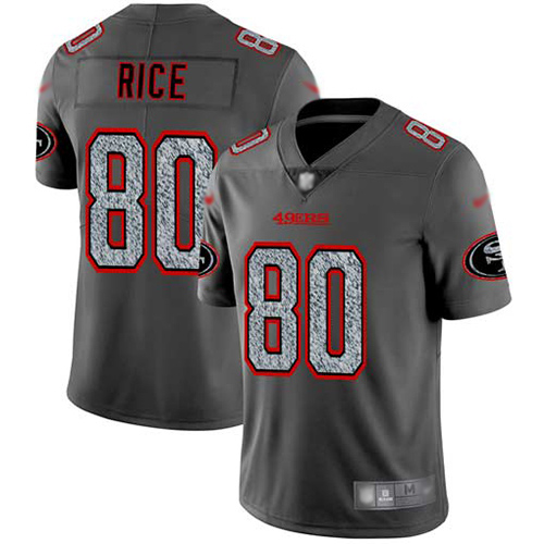 49ers #80 Jerry Rice Gray Static Men's Stitched Football Vapor Untouchable Limited Jersey