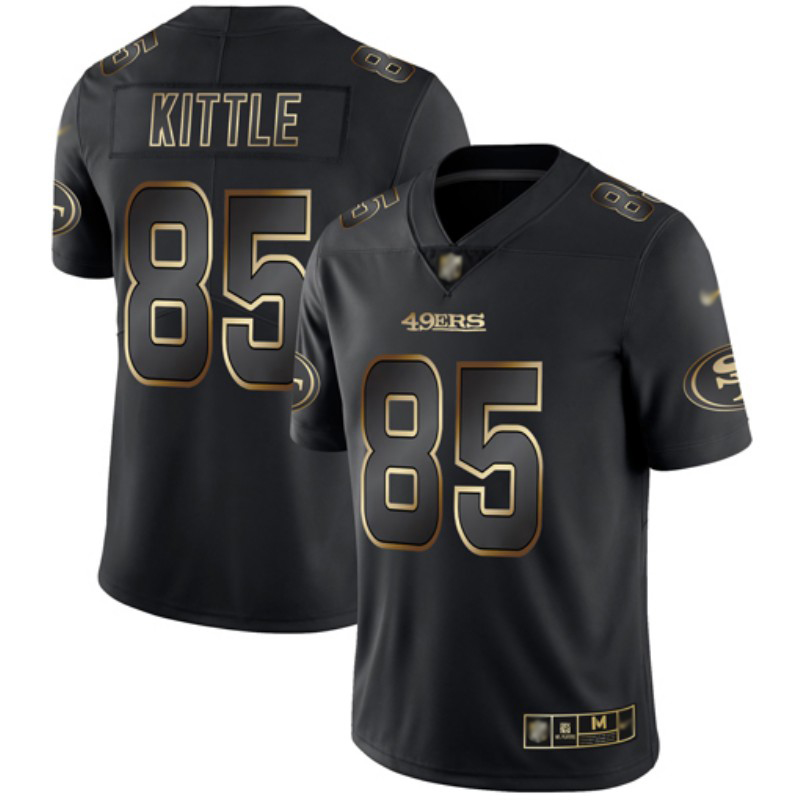 49ers #85 George Kittle Black/Gold Men's Stitched Football Vapor Untouchable Limited Jersey