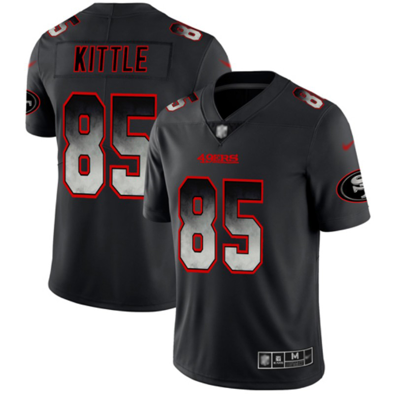 49ers #85 George Kittle Black Men's Stitched Football Vapor Untouchable Limited Smoke Fashion Jersey