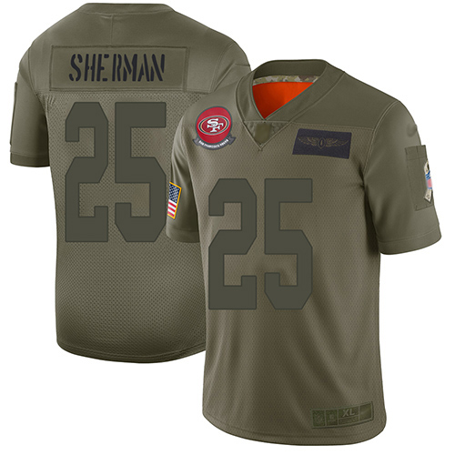 49ers #25 Richard Sherman Camo Men's Stitched Football Limited 2019 Salute To Service Jersey