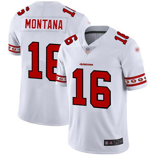 49ers #16 Joe Montana White Men's Stitched Football Limited Team Logo Fashion Jersey