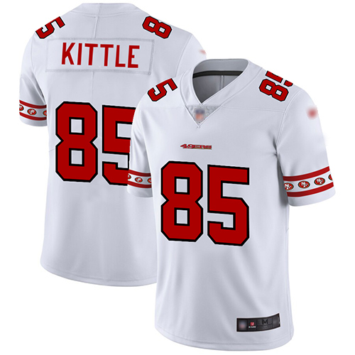 49ers #85 George Kittle White Men's Stitched Football Limited Team Logo Fashion Jersey
