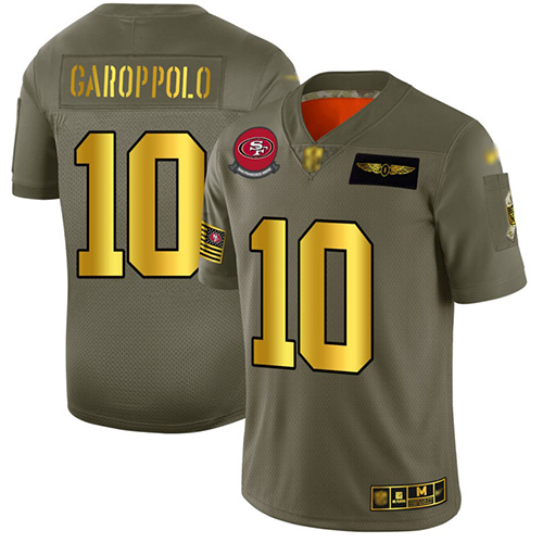 49ers #10 Jimmy Garoppolo Camo/Gold Men's Stitched Football Limited 2019 Salute To Service Jersey