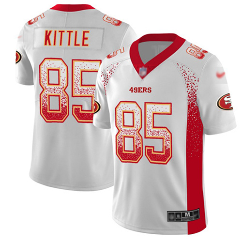49ers #85 George Kittle White Men's Stitched Football Limited Rush Drift Fashion Jersey