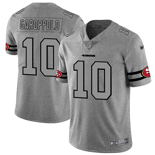 49ers #10 Jimmy Garoppolo Gray Men's Stitched Football Limited Team Logo Gridiron Jersey