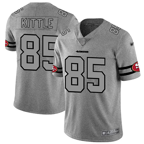 49ers #85 George Kittle Gray Men's Stitched Football Limited Team Logo Gridiron Jersey