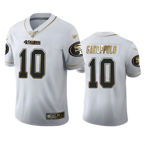 49ers #10 Jimmy Garoppolo White Men's Stitched Football Limited Golden Edition Jersey