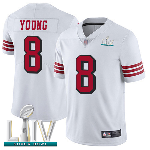 49ers #8 Steve Young White Rush Super Bowl LIV Bound Men's Stitched Football Vapor Untouchable Limited Jersey