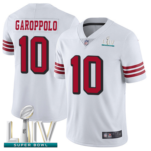 49ers #10 Jimmy Garoppolo White Rush Super Bowl LIV Bound Men's Stitched Football Vapor Untouchable Limited Jersey