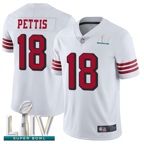 49ers #18 Dante Pettis White Rush Super Bowl LIV Bound Men's Stitched Football Vapor Untouchable Limited Jersey
