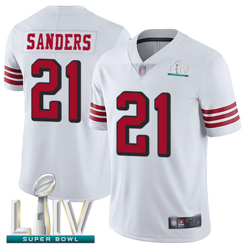 49ers #21 Deion Sanders White Rush Super Bowl LIV Bound Men's Stitched Football Vapor Untouchable Limited Jersey