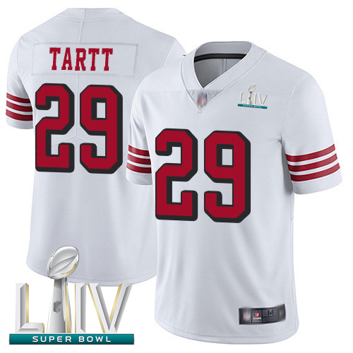 49ers #29 Jaquiski Tartt White Rush Super Bowl LIV Bound Men's Stitched Football Vapor Untouchable Limited Jersey