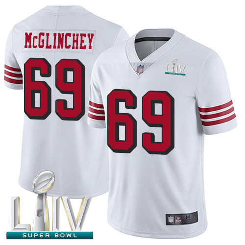 49ers #69 Mike McGlinchey White Rush Super Bowl LIV Bound Men's Stitched Football Vapor Untouchable Limited Jersey