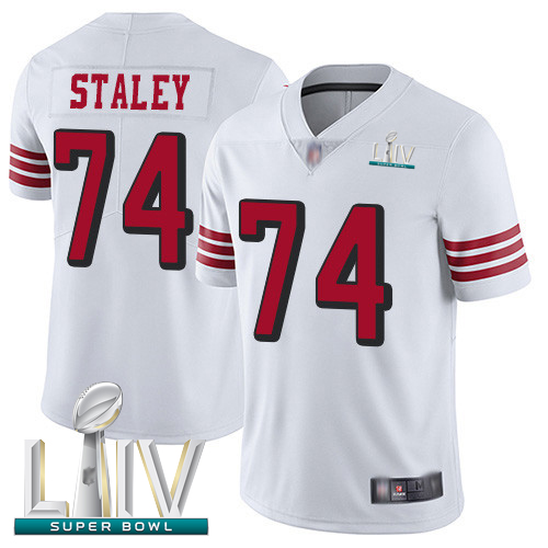 49ers #74 Joe Staley White Rush Super Bowl LIV Bound Men's Stitched Football Vapor Untouchable Limited Jersey
