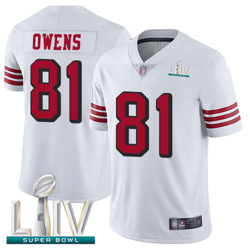 49ers #81 Terrell Owens White Rush Super Bowl LIV Bound Men's Stitched Football Vapor Untouchable Limited Jersey