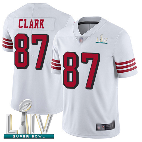 49ers #87 Dwight Clark White Rush Super Bowl LIV Bound Men's Stitched Football Vapor Untouchable Limited Jersey