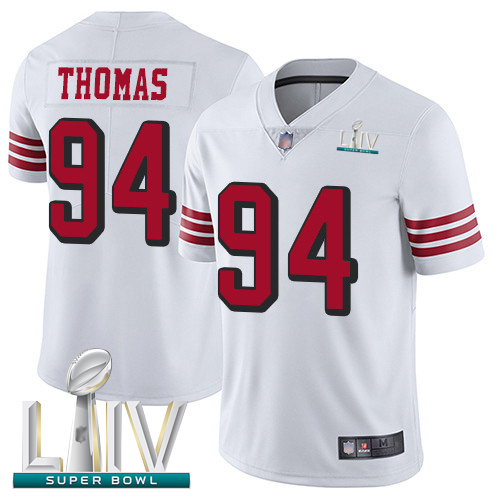 49ers #94 Solomon Thomas White Rush Super Bowl LIV Bound Men's Stitched Football Vapor Untouchable Limited Jersey