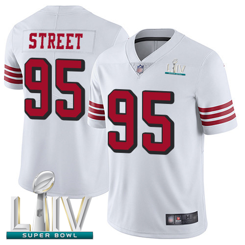 49ers #95 Kentavius Street White Rush Super Bowl LIV Bound Men's Stitched Football Vapor Untouchable Limited Jersey