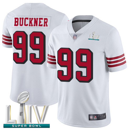 49ers #99 DeForest Buckner White Rush Super Bowl LIV Bound Men's Stitched Football Vapor Untouchable Limited Jersey