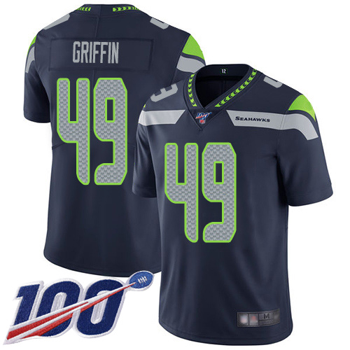 Seahawks #49 Shaquem Griffin Steel Blue Team Color Men's Stitched Football 100th Season Vapor Limited Jersey